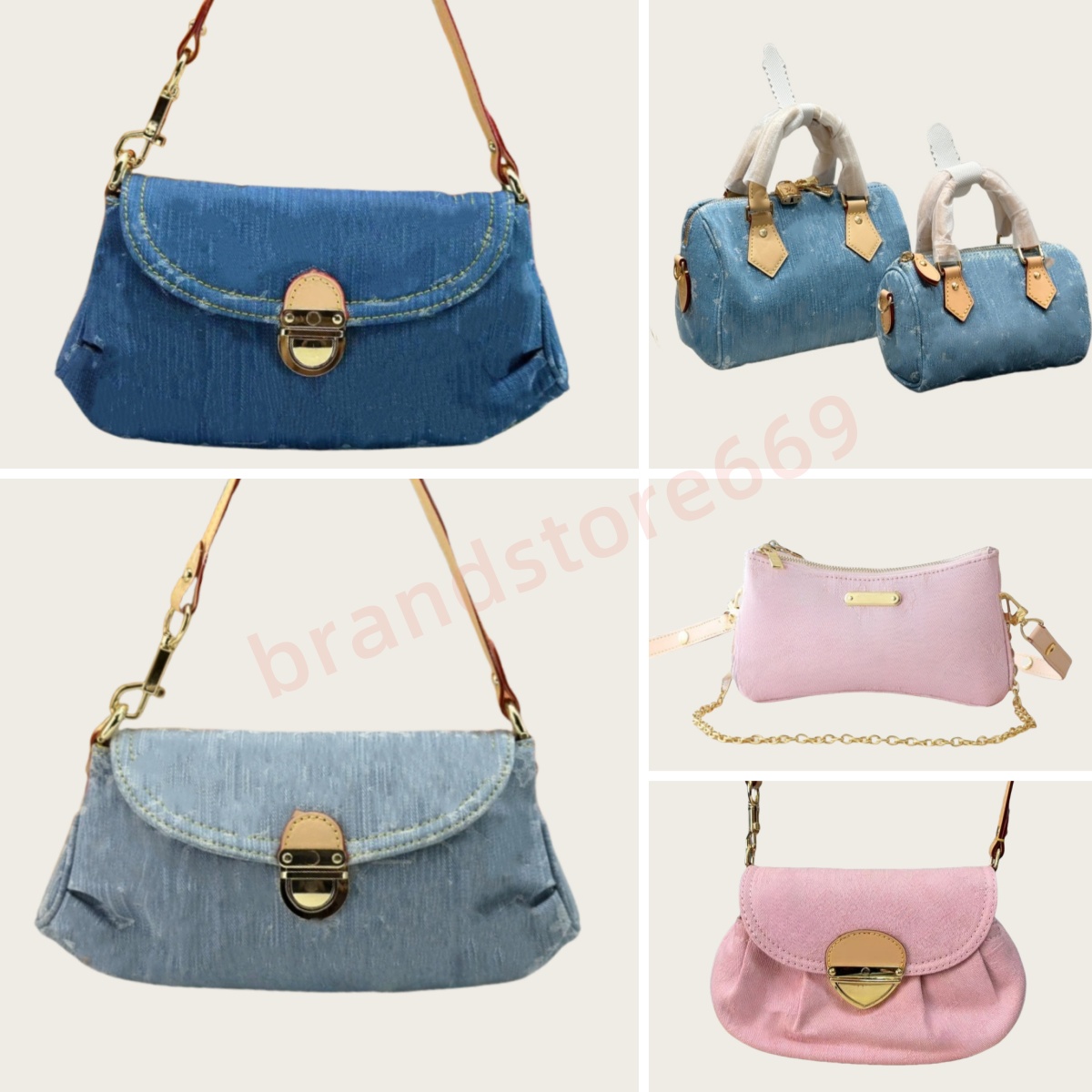 Denim Bag luxury bag Vintage Designer Shoulder Bag Women Tote Bags Handbag travel bag Flower Underarm Bag Print Purse