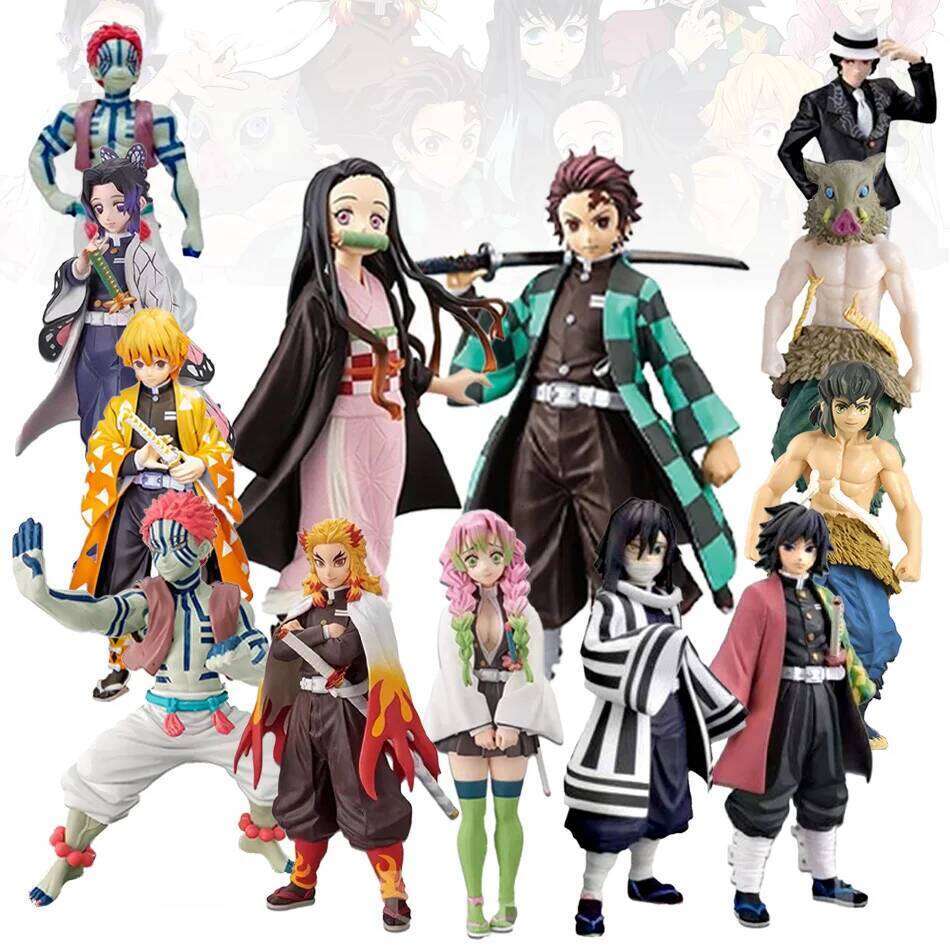 Anime Demon Slayer Kimetsu no Yaiba Kamado Tanjirou Action Figure Agatsuma Zenitsu Nezuko Warrior PVC Model Toys