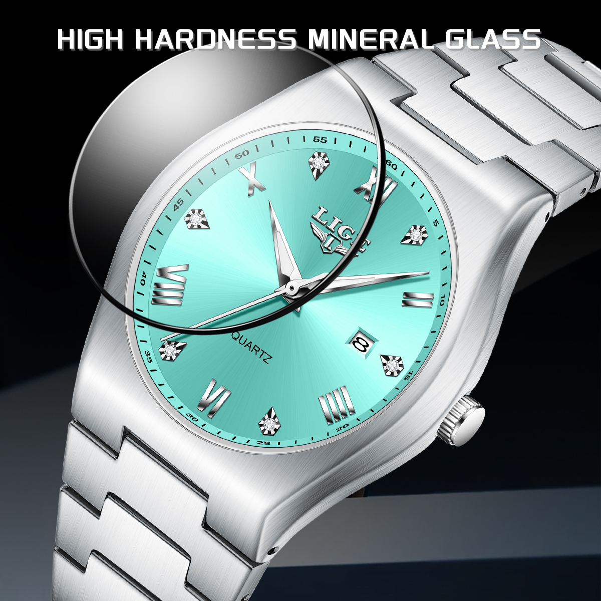 LIGE Men's Quartz Watch Simple Fashion Big Brand Watch Business Waterproof Watch Holiday Gift Teen Watch Student Watch Three-pin calendar movemen