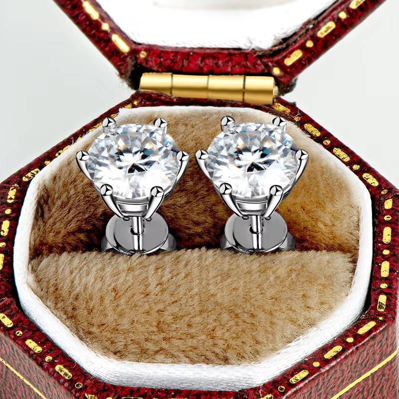 New Products GRA Certification 925 Sterling Silver 6.5mm 1CT Moissanite Stud Earrings for Women Jewelry