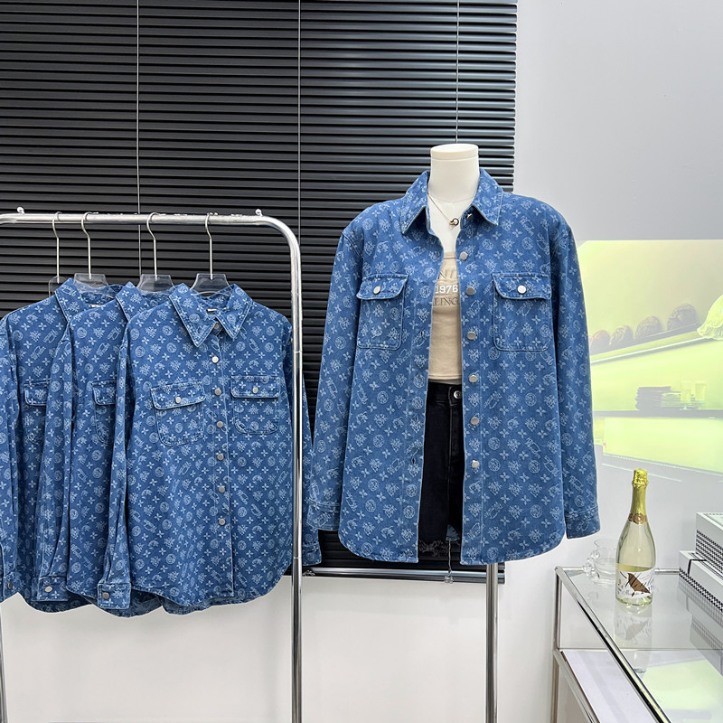 Spring and Autumn Loose Full Print Jacquard Denim Jacket for Women Casual Versatile Top 250718