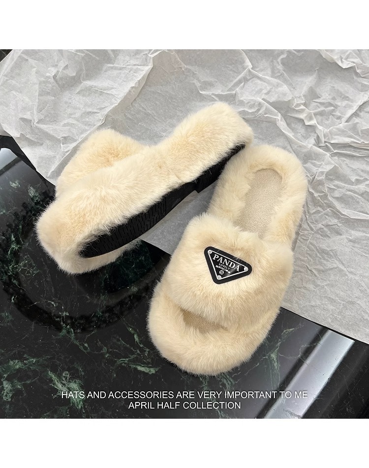 warm cotton slippers height increase slipper Platform Hairy slippers for women wearing fashionable plush for home use HOT