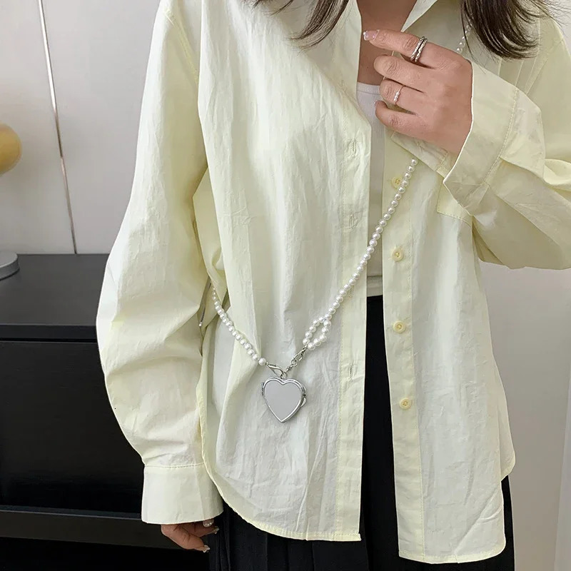 Fashion Heart-shaped Pendant Decorative Bags for Women Cute Mirror Chain Crossbody Bag er Dinner Bag 250717