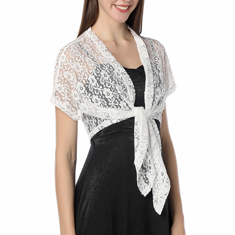 K1421 Lace cardigan shawl cheongsam dress shawl with skirt small waistcoat lace shawl for women