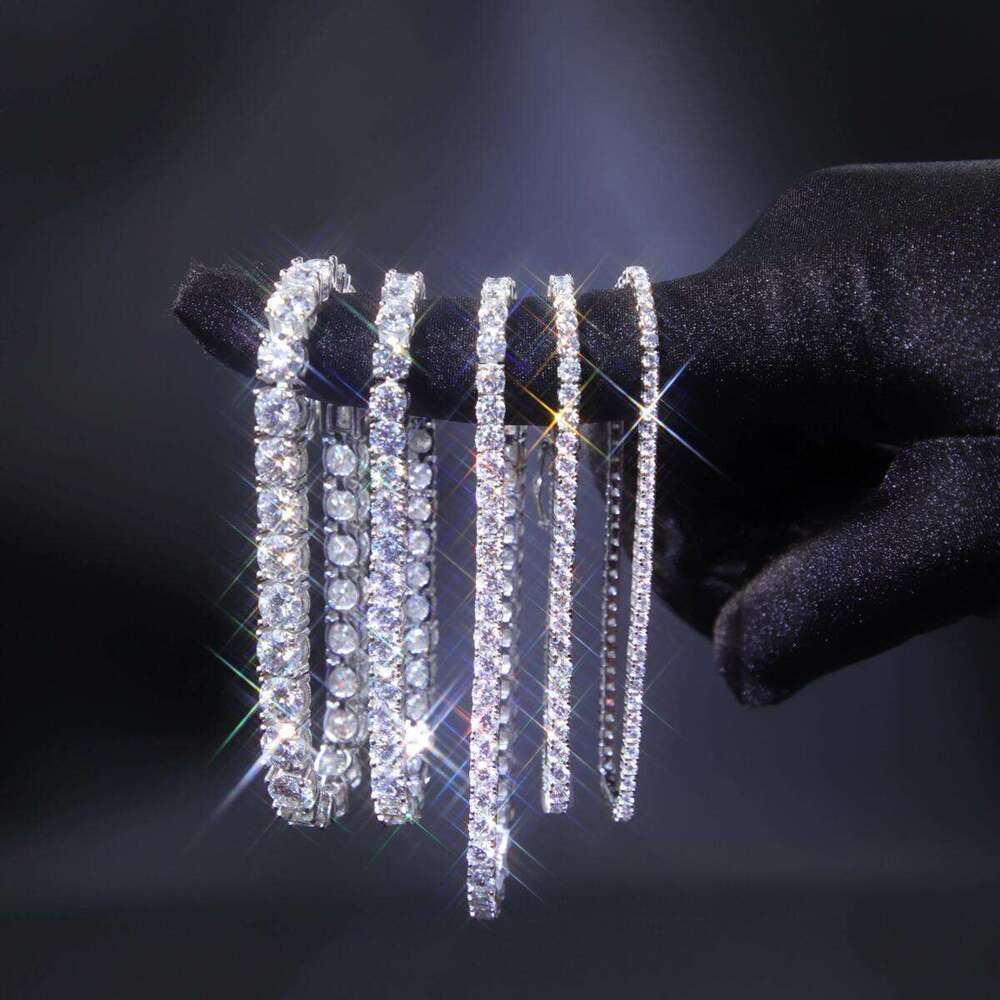 Hip-hop Mosanite tennis bracelet necklace VVS chilled agate stone inlaid cluster crystal ice crack pattern Cuban chain Suitable for both men and women