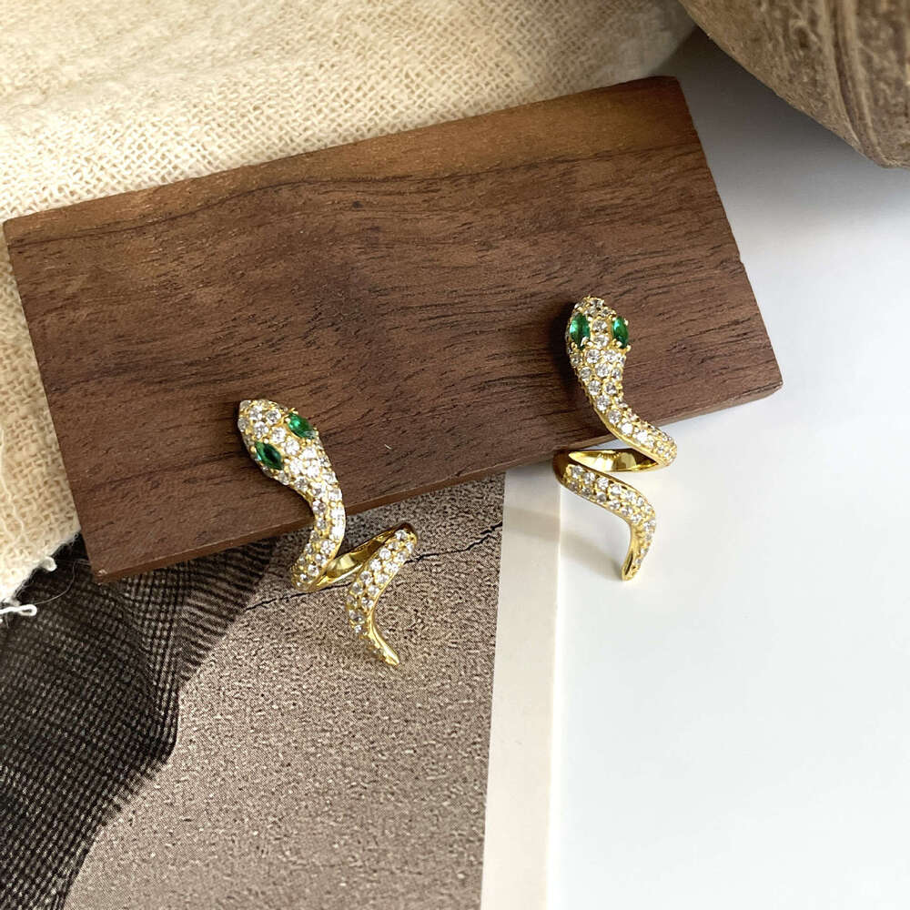 Tiqi S Pure Sier Personality Minimalist Snake-shaped Earrings for Women Elegant Light Inlaid with Zircon Zodiac Snake Ear Jewelry