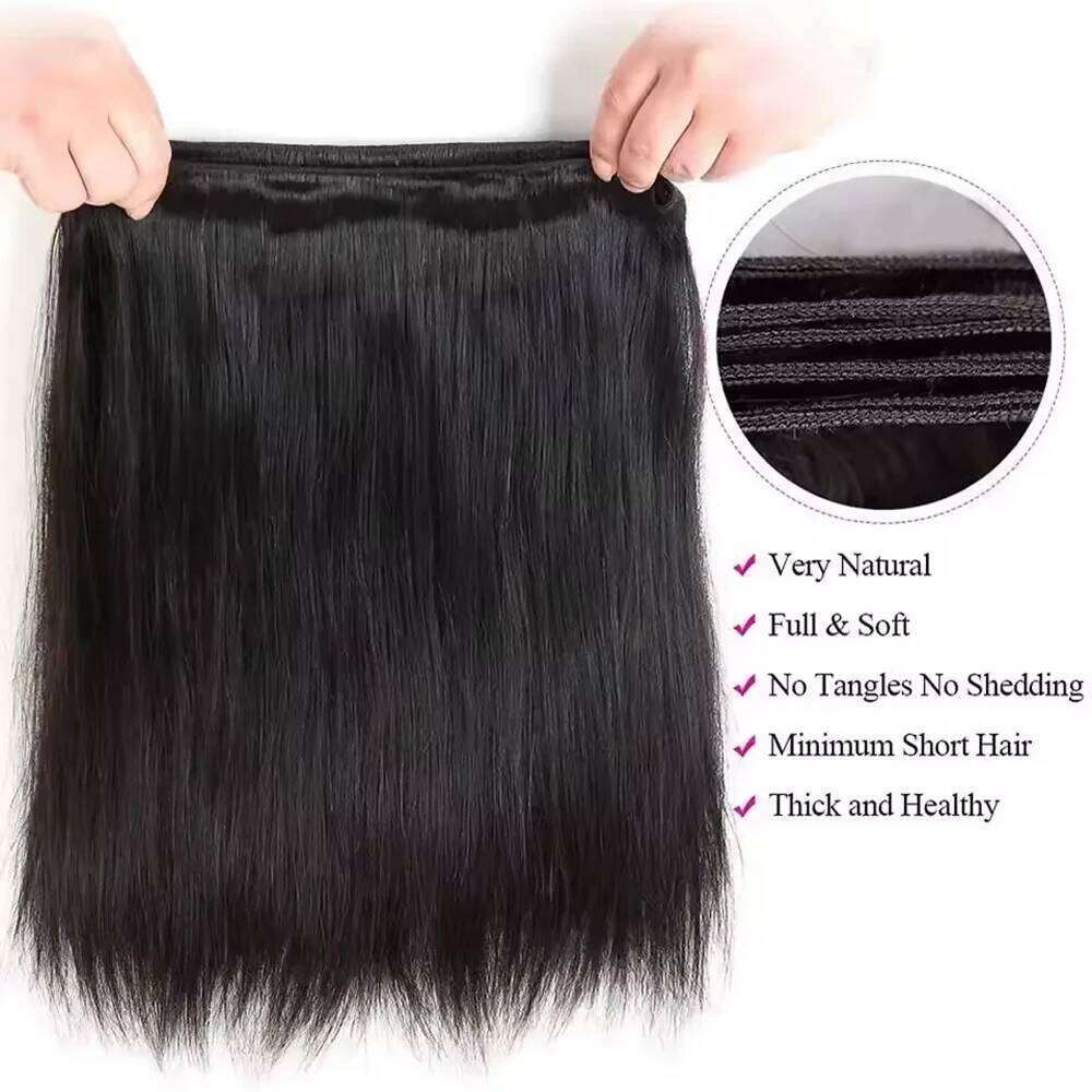 40 50 Inch 16A Bone Straight Black 3 4 Bundle 100% Remy Unprocessed Virgin Raw Human Hair Bundles Extensions