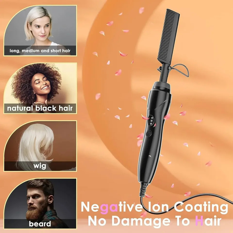 UNTIOR Dry And Wet Straight Hair Curling Copper Comb Bangs Straight Hair Electric Heating Curling Comb Hair Comb 250717