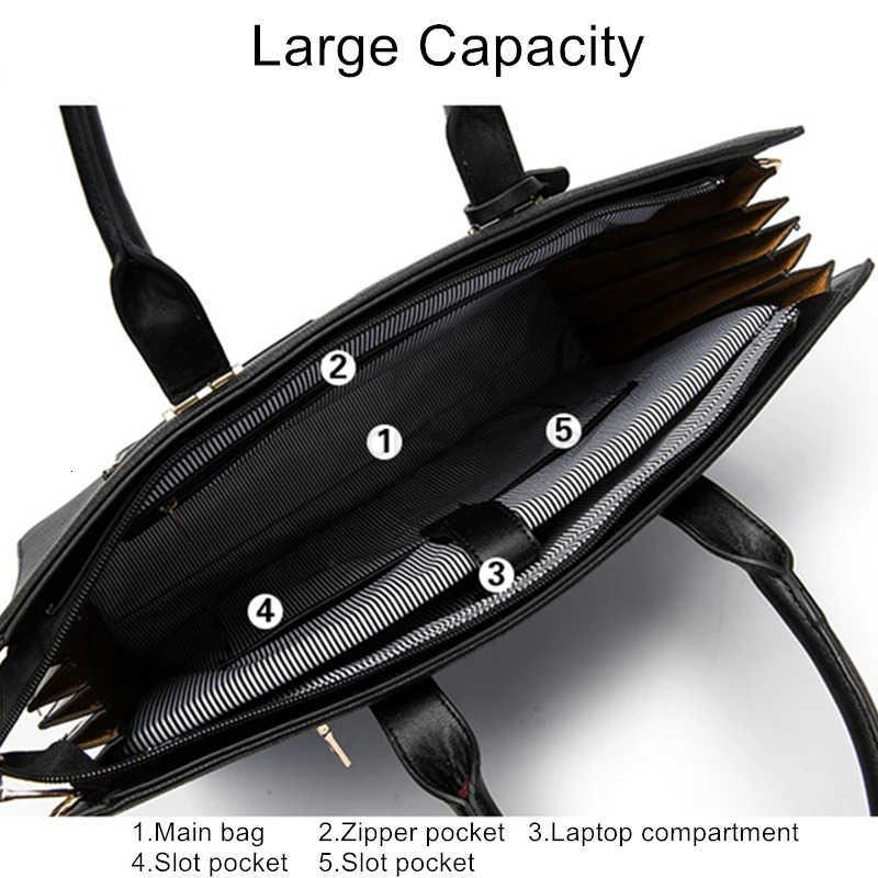 Women Briefcase Bag 2025 New FAshion Shoulder Bag Ladies Leather Laptop Bag For 14in Large Capacity Bag Female M250721