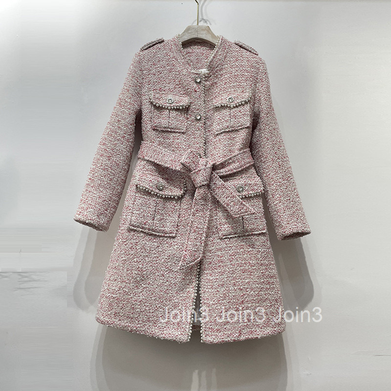 French Style Fashion Designs Coat for Women Winter New Heavy Beaded Tweed Coat Internet Celebrity Douyin