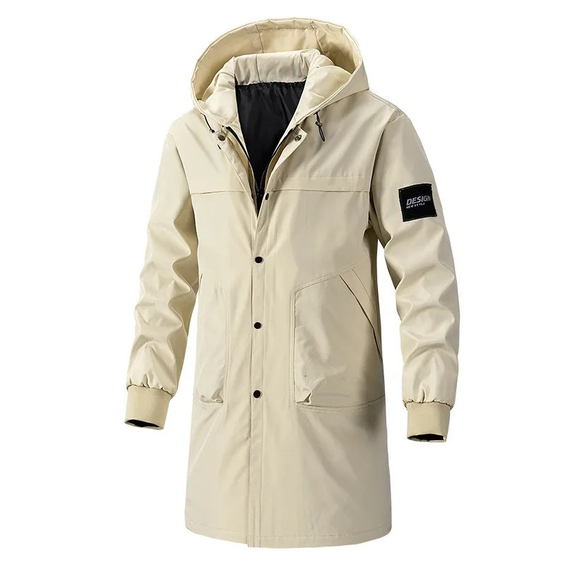 9XL Trench Coat Men Plus Size Long Windbreaker Spring Autumn Mens Coat Hooded Jacket for Men 8XL Men Clothing 250714
