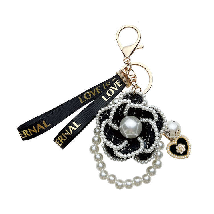 Korean Style Pearl Element Camellia Keychain Bag Pendant Creative Independent Design Product