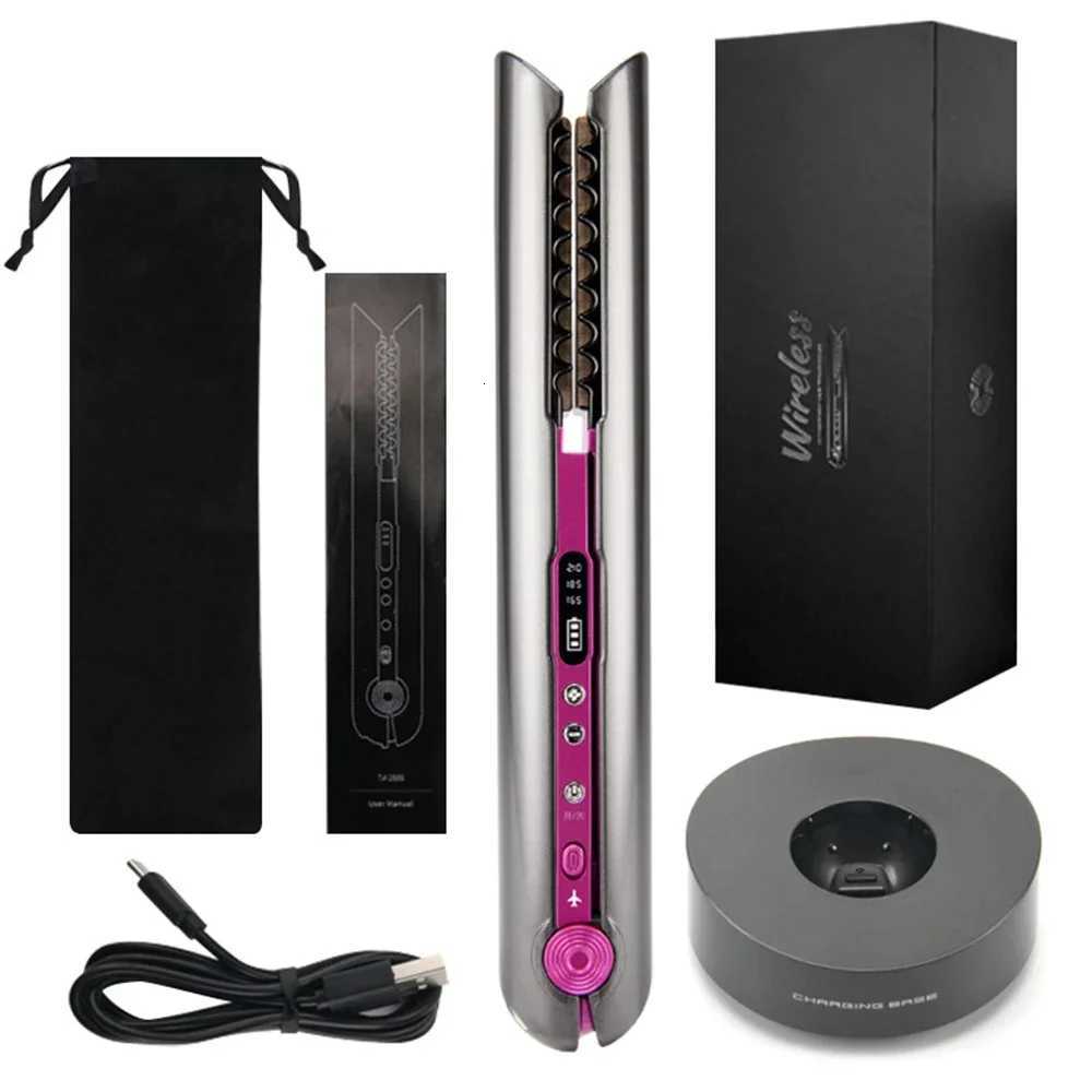 Portable Hair Straightener with Charging Base Wireless Straightening Iron Folding Plate and Comb PTC Hair Straightening Device XJ250721