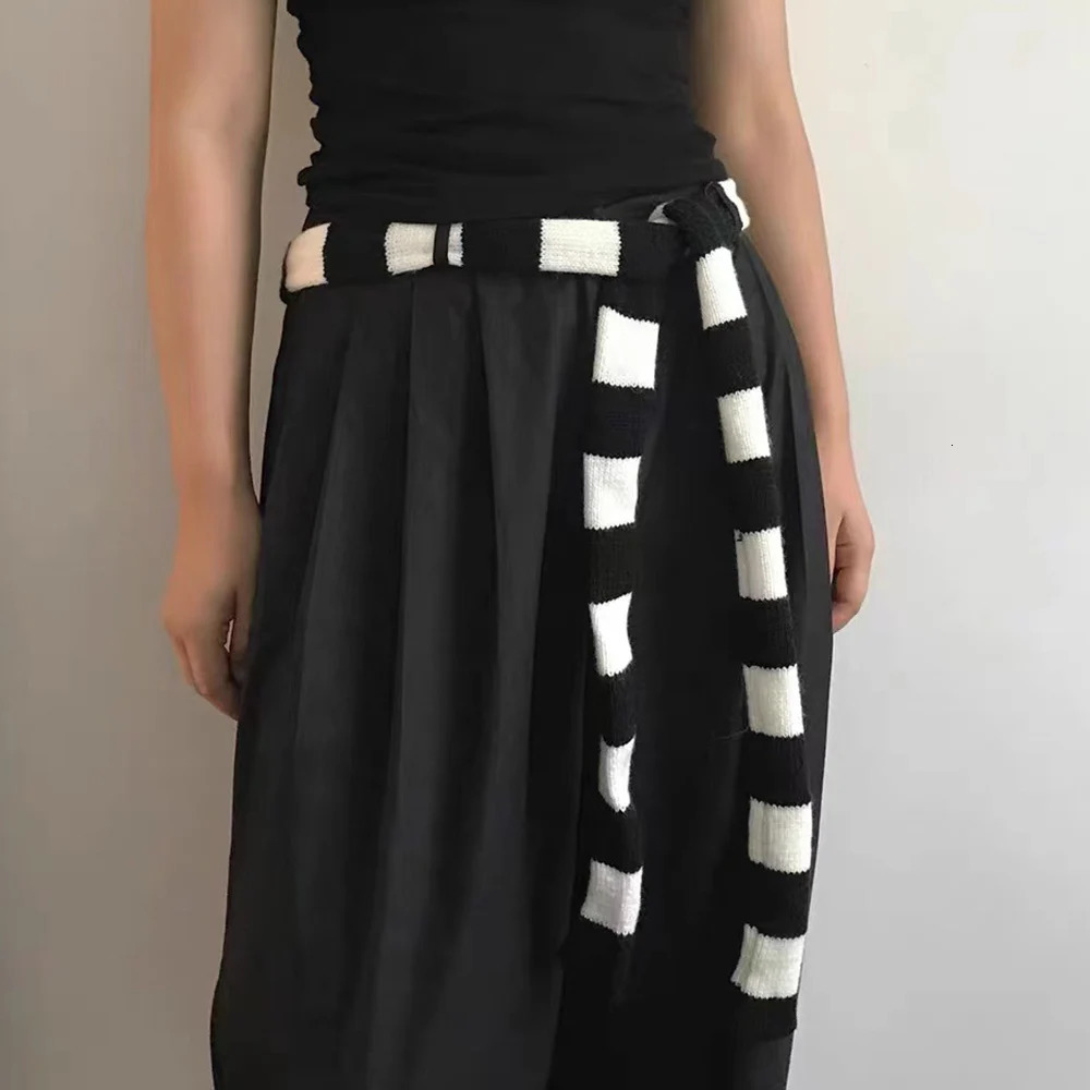 Fashion Y2K Knitted Long Thin Strip Scarf Girl Striped Skinny Slim Narrow Ribbon Scarves Women All-match Clothing Accessories 250717