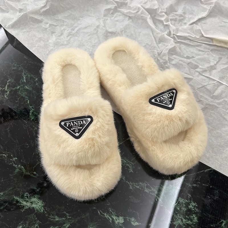 warm cotton slippers height increase slipper Platform Hairy slippers for women wearing fashionable plush for home use
