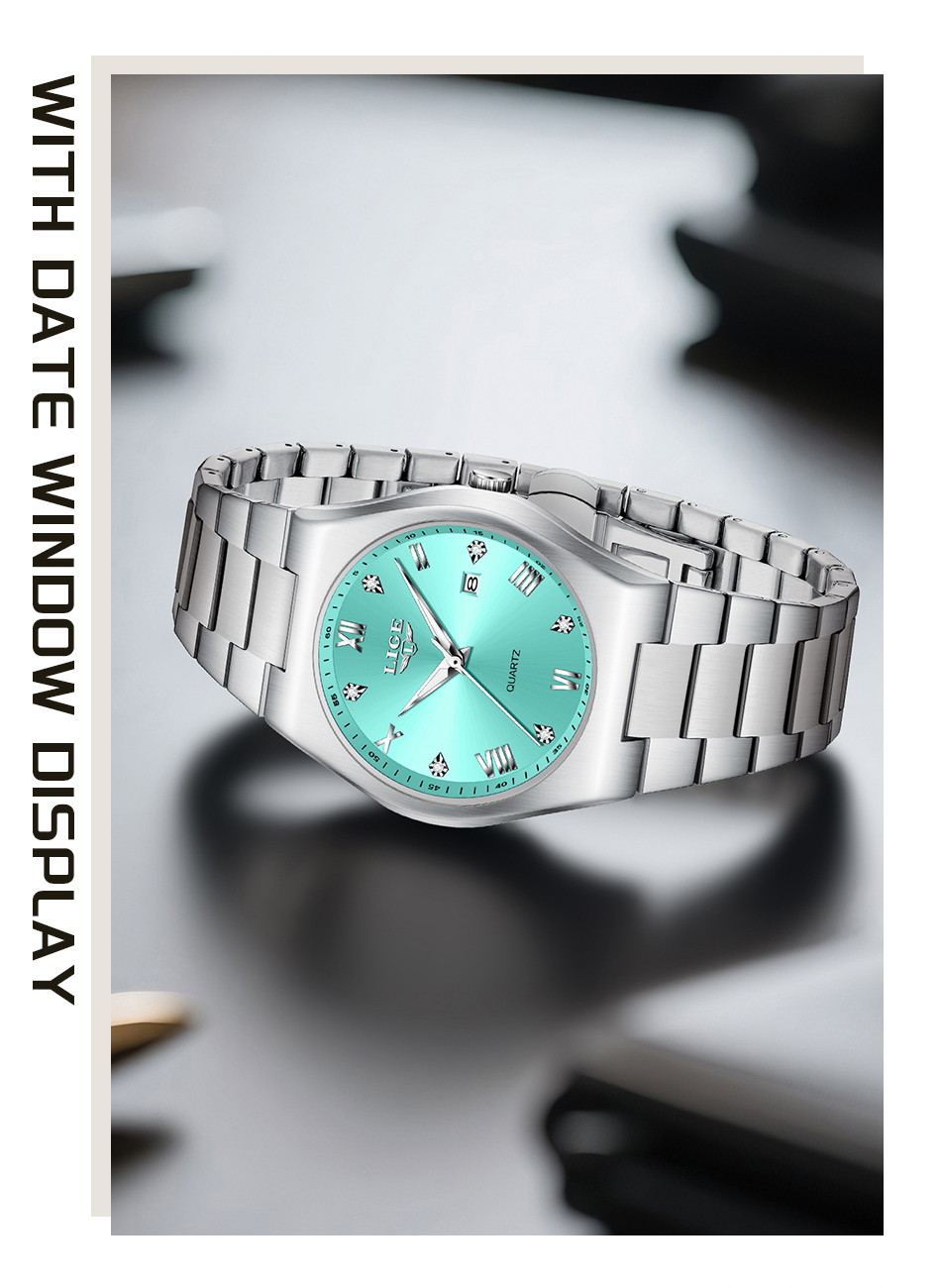 LIGE Men's Quartz Watch Simple Fashion Big Brand Watch Business Waterproof Watch Holiday Gift Teen Watch Student Watch Three-pin calendar movemen