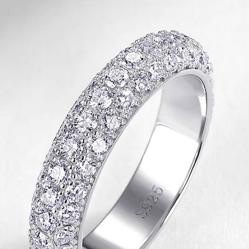 Panyu Custom Row Moissanite Eternity Wedding Band Silver 10k 14k 18k Gold for Women Luxury Jewelry