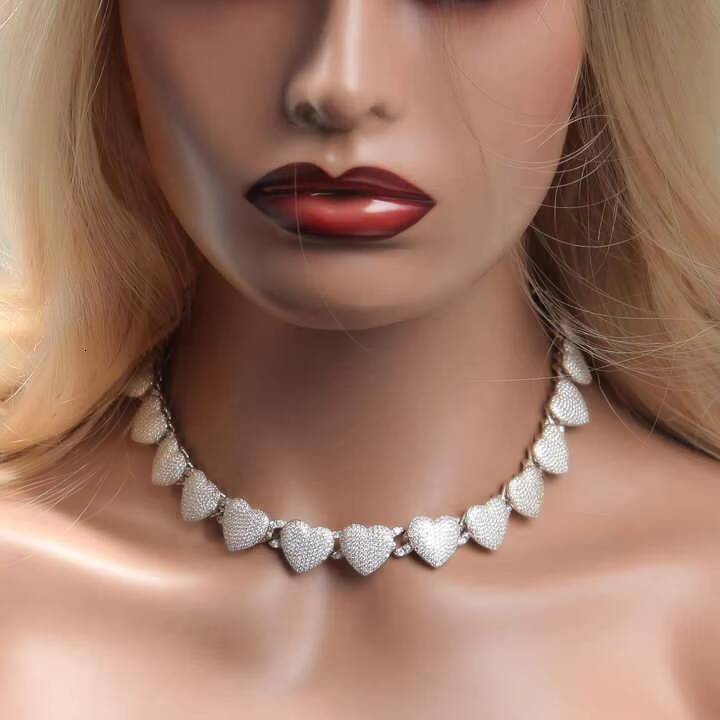 VOAINO Love Diamond Necklace Hip Hop Ins Style Fashion Collarbone Chain Street Men and Women With the Same Chain