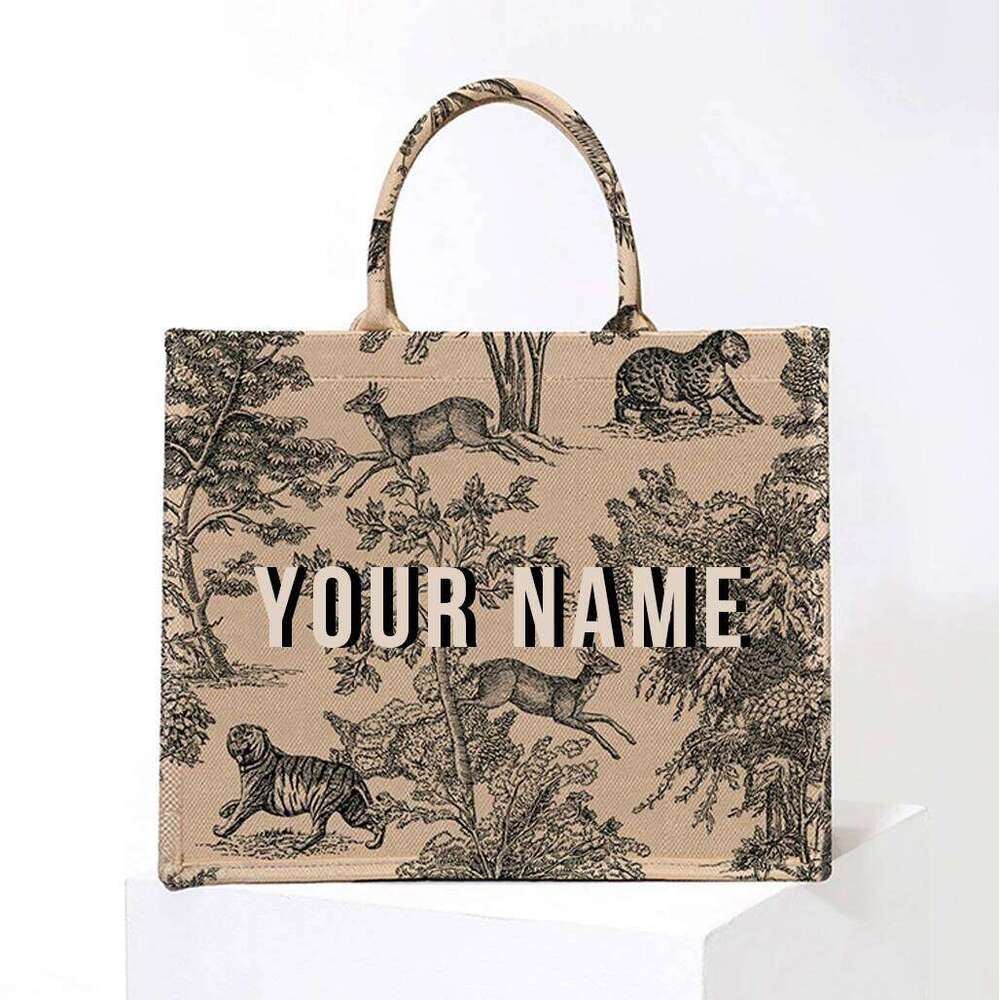 Handbag Lady Personalized Fashion Printing Large Capacity Canvas Book Tote With Name Women's Custom Commuter Shoulder Bag