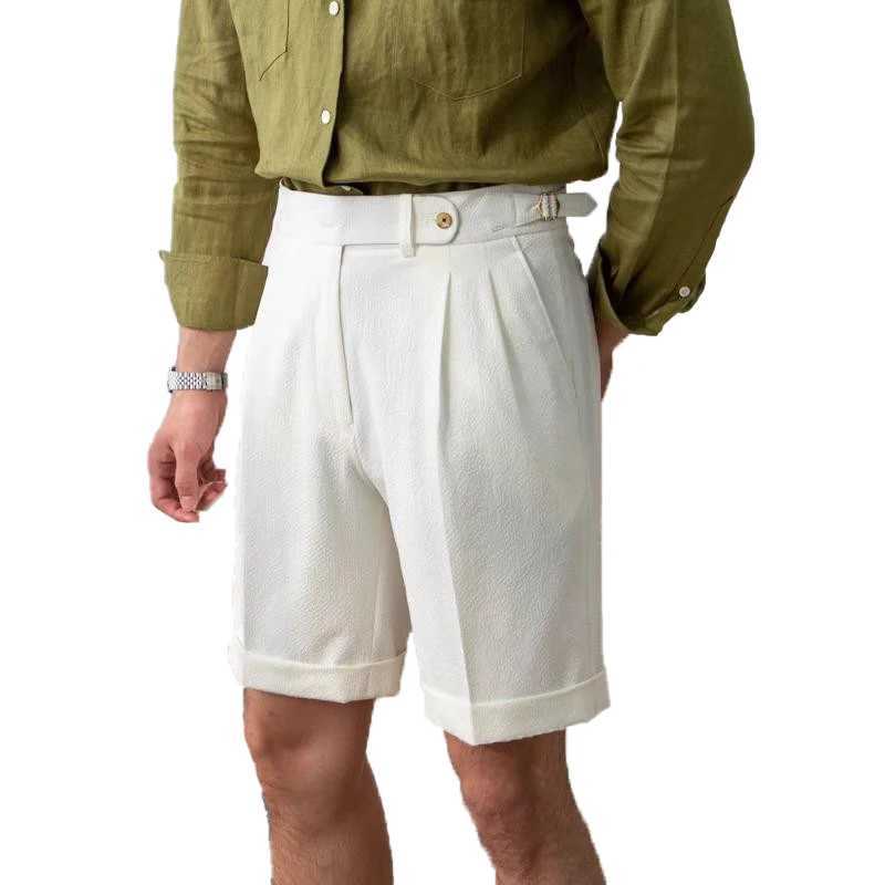 New Men Summer Slim-fit British Style Suit Shorts Light Luxury Business Straight-leg Shorts Leisure Button-down Half-pants M-3XL XJ250721