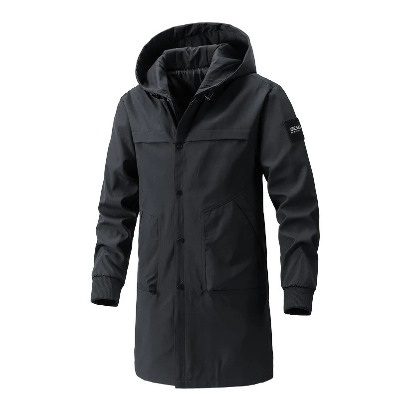 9XL Trench Coat Men Plus Size Long Windbreaker Spring Autumn Mens Coat Hooded Jacket for Men 8XL Men Clothing 250714