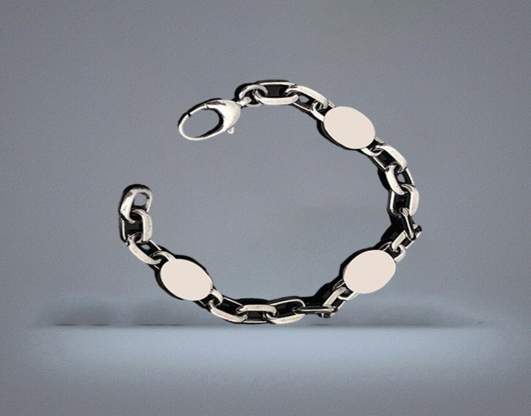 Retro Cuff Bracelet Couple 925 Interlocking letters Distressed Chain Men Women Jewelry236K8052900