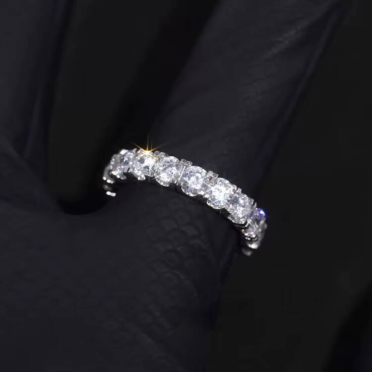 Hip Hop Ring 925 Sterling Silver Round D Color Moissanite Iced Out Ring for Cool Boy