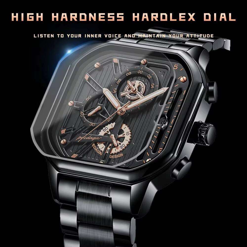 DHgargets Men's Waterproof Chronograph Watch - 50M Stainless Steel Quartz Wristwatch with Date & Tachymeter (Model 628)
