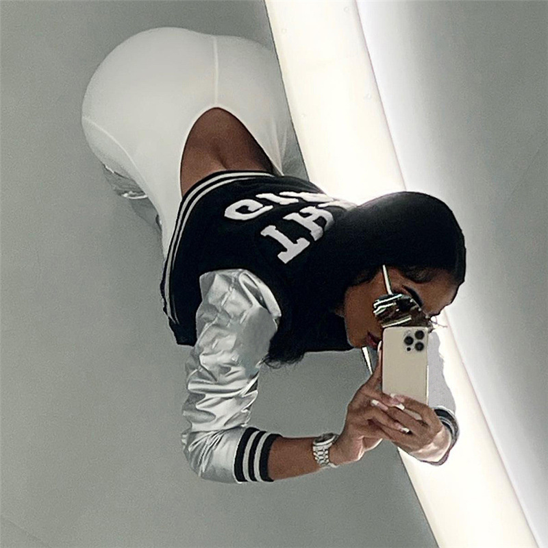 Free shipping designer coat for women Fashionable and minimalist letter printed cardigan with zipper and slim fit jacket