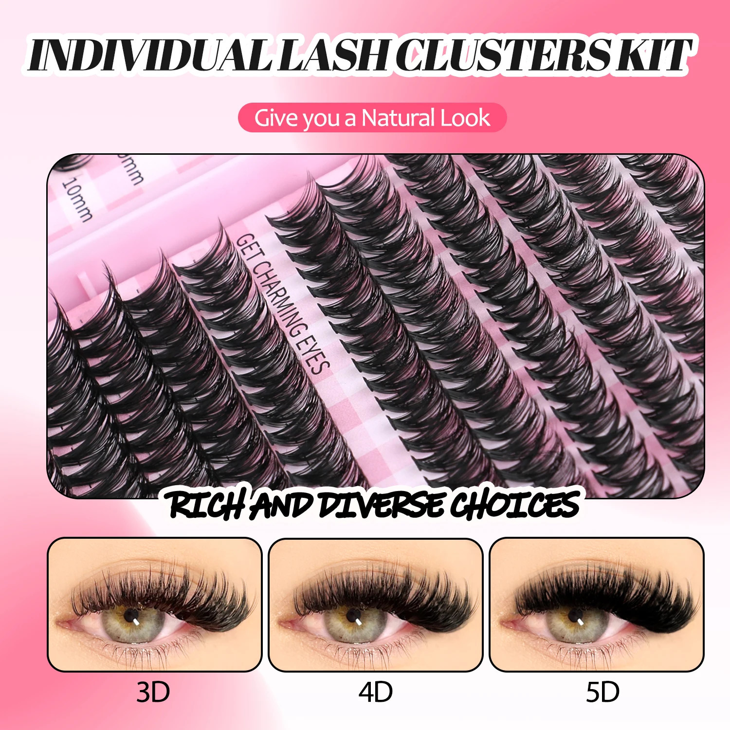 GROINNEYA DIY Lash Clusters Set Mixed Tray Lashes Kit Fluffy Individual with Bond and Seal At Home Makeup 250716