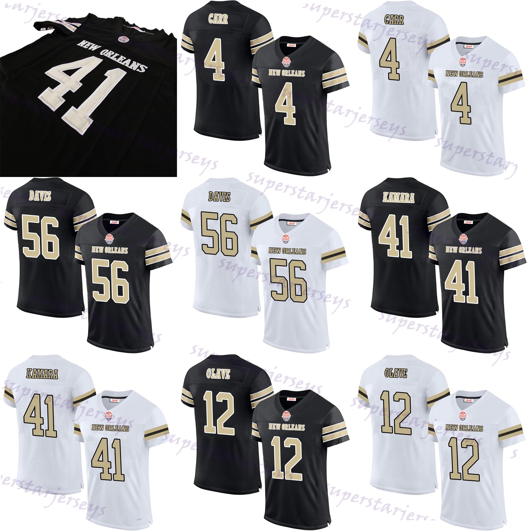 Shxinet 41 Alvin Kamara Personalize Football Stitched Jerseys Men Youth 12 Chris Olave Jarvis Landry Tyrann Mathieu Jameis Winston 56 Demario Davis For Sanits Fans