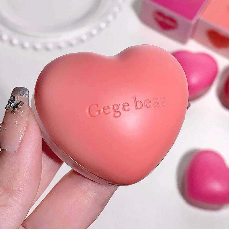 Gegebear Heart-Shaped Lip and Cheek Balm Fine-Milled, Soft Matte Finish with Delicate Pink Tones for a Blushing Look X250721