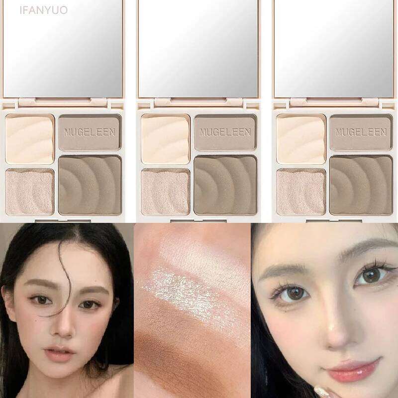 4Colors Matte Highlighter Contour 3D Facial Bronzer Brightening Glitter Highlight Palette Eye Shadow Nose Powder Makeup Cosmetic X250