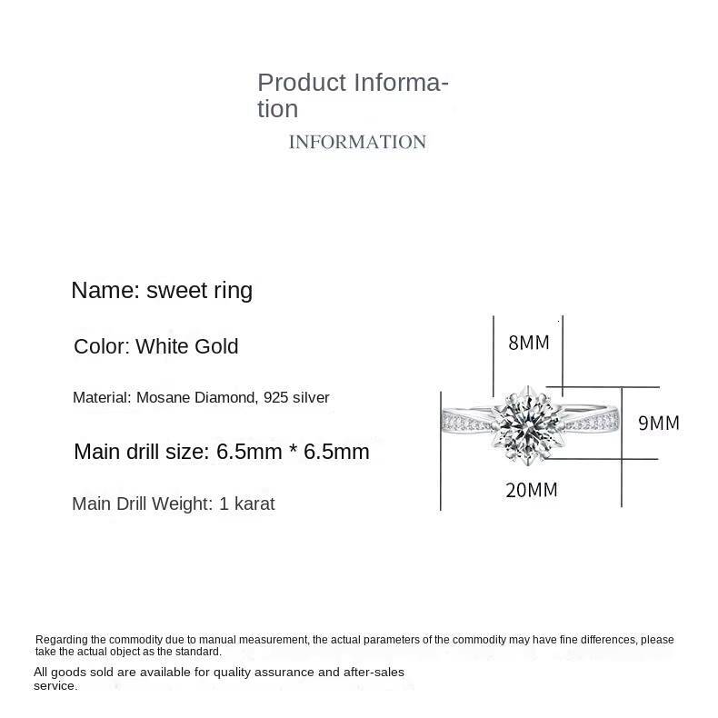 Custom 925 Sterling Silver 18k Gold Plated VVS D 1CT Moissanite Ring Fine Jewelry Engagement Wedding Diamond Ring for Women Gift