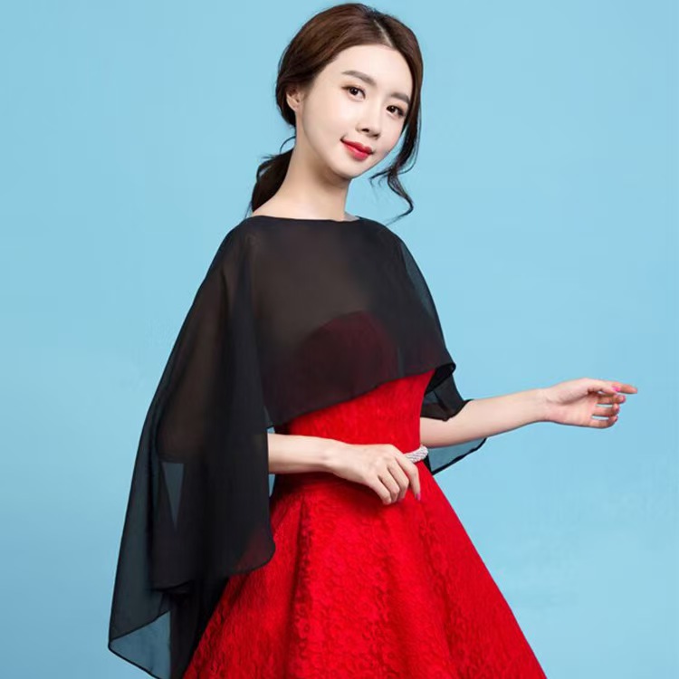 K1418 Shawl pullover cape bride wedding new style ladies chiffon sunscreen wedding dress decoration shawl autumn and winter