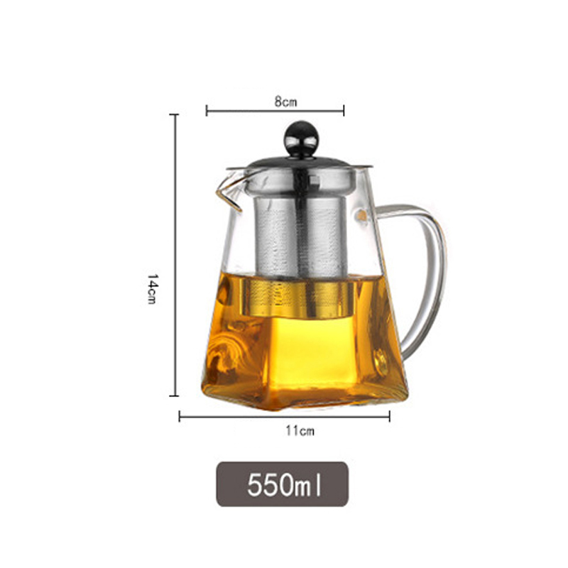 350ML Clear Borosilicate Glass Teapot Tea Tool With Stainless Steel Infuser Strainer Heat Resistant Loose Leaf Teas Pot