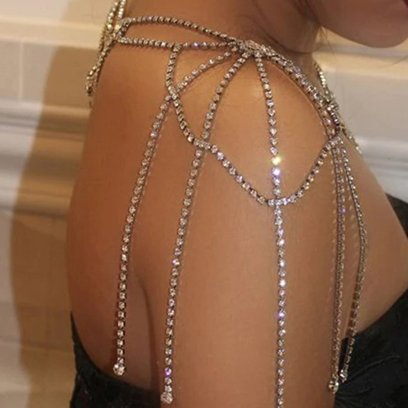 Multi Layer Fringe Shoulder Chain Moissanite Bling Bling Multi Layer Bridal Gown Accessories for Women Shoulder Chain