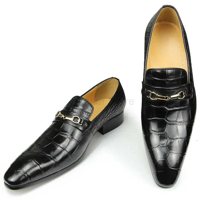 Successful Mens Loafers Business Dress Shoes Wedding Banquet Suit Italy Designer Leather Shoes Genuine Leather Pointed Toe M250721 - view 6