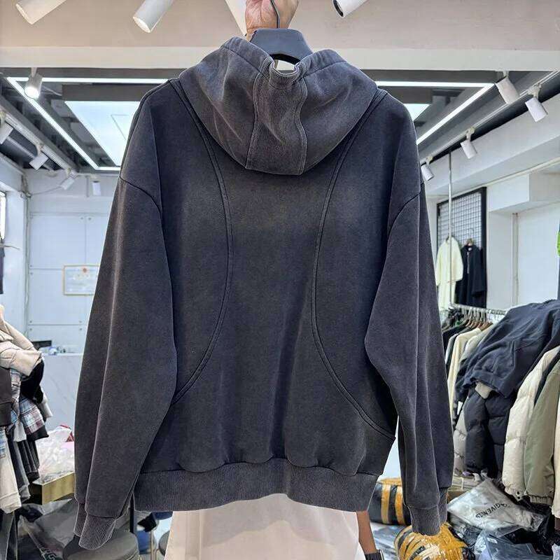 hoodie Men's Tide Dark Deconstructed Splicing Velvet Hoodies Spring Autumn Winter New Trendy Vintage Casual Chic Sweatshirt jacket