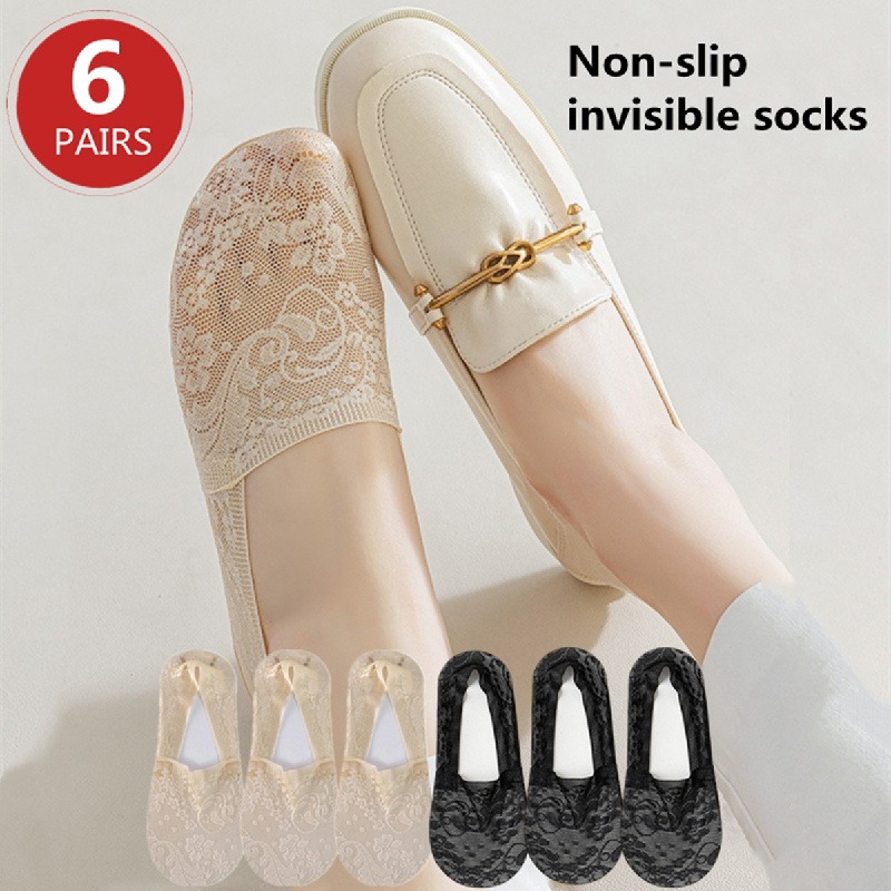 Pack of 6 No Show Big Head Jacquard Socks Business and Casual Women's Wear Heels quantity Socks quality
