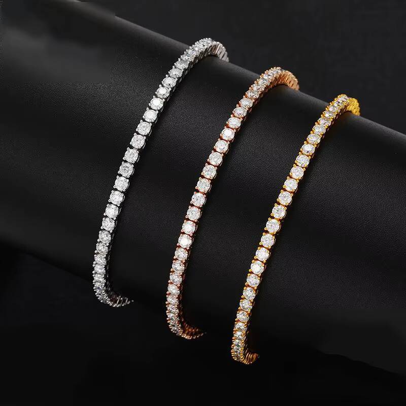 High Quality Pass the Diamond Tester Moissanite Necklace 925 Silver 2mm 3mm 4mm 5mm VVS Moissanite Tennis Chain Hiphop Jewelry