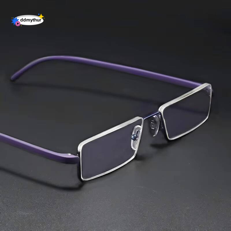 May Flower Metal Anti-Blue Light Reading Glasses Men Half Frame Prescription Eyeglasses Male TR90 Eyewear With Case culos +1.75 ddmythur