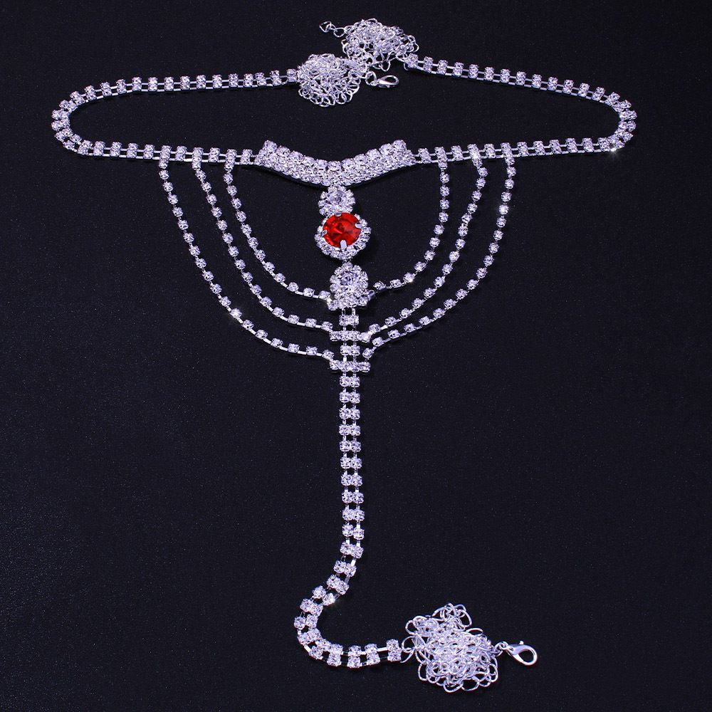 Jewelry Round Red Bikini Body Chain Sexy Club VVS Moissanite Iced out Panty Chain Bling Bling
