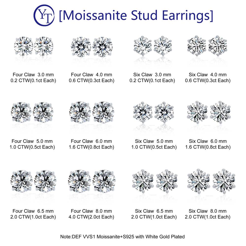 Cheap Price S925 D VVS Moissanite Earrings Bulk Hip Hop Style 3MM/4MM/5MM/6MM Moissanite Diamond Earrings With Certificate