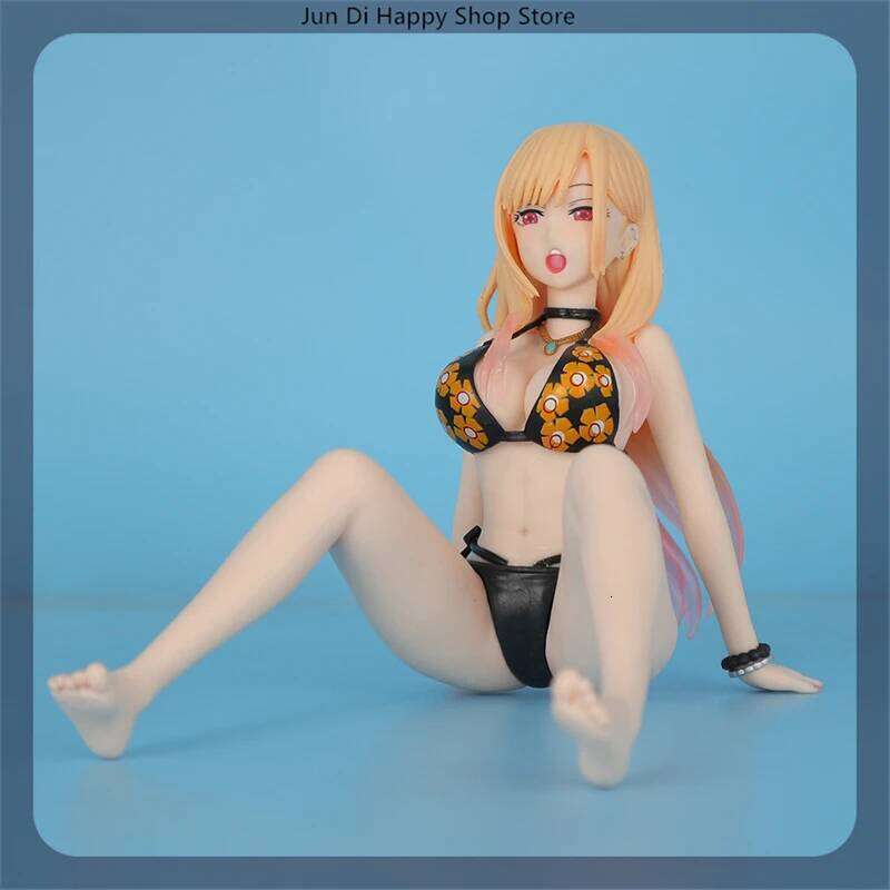 12.2cm My Dress-Up Darling Kitagawa Marin In Swimsuit Sitting Position Anime Figure Model Statue Collection Desktop Ornament Toy