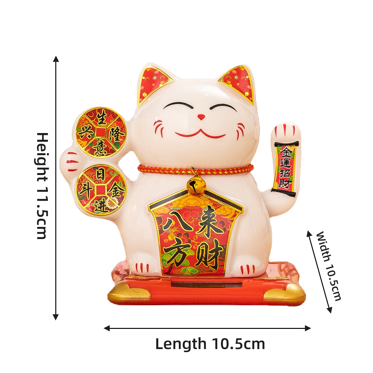 Solar-Powered Ceramic Cat Figure for Car Interior Hand Shaking Design An Attractive Decoration Item Decal technique