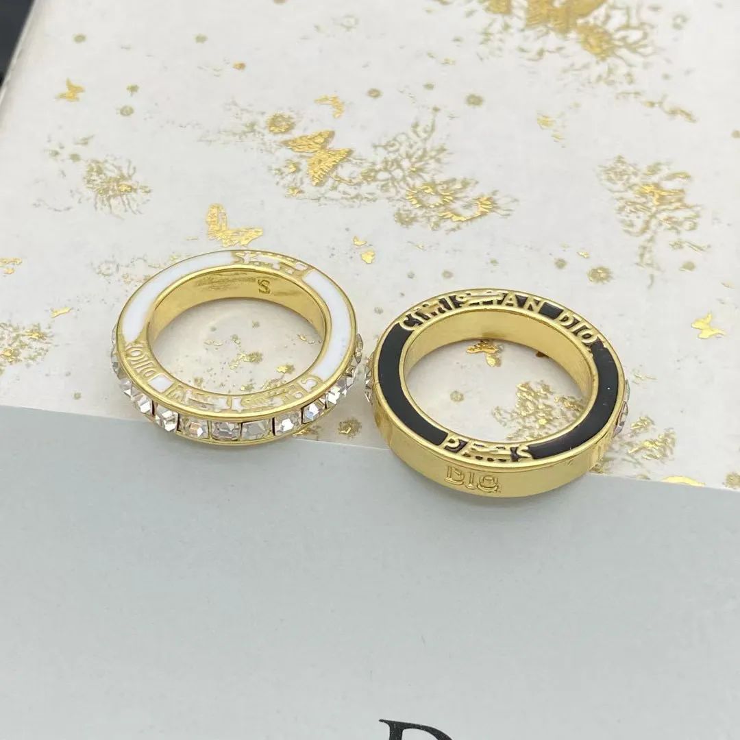 letter Enamel Diamond Ring Women Luxury rings Brass Designer Rings High Version Band Ring Stainless designer jewelry for women men 18K Gold rings C0bh#