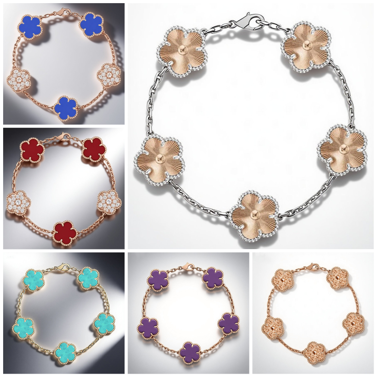 High quality clover bracelet luxury designer jewelry bracelet Bohemian Rose Gold bracelets 15mm charm flower bracelet womens bracelet designer Christmas gifts