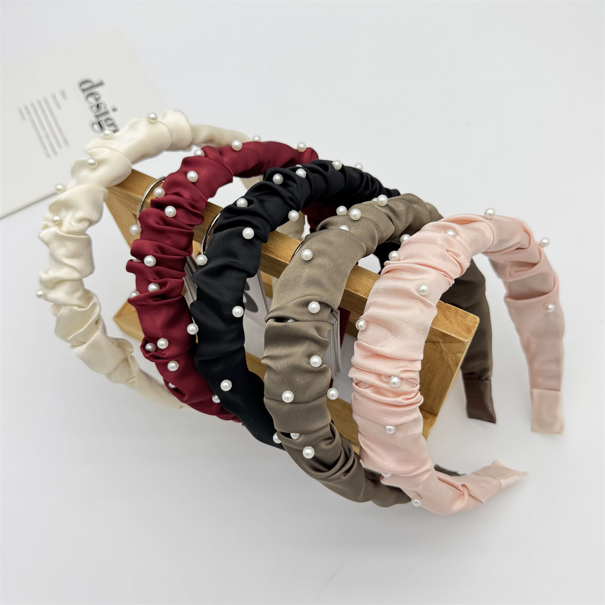 New pearl crushed hair summer multi-color small fresh pleated hair accessories versatile out press hair headband female