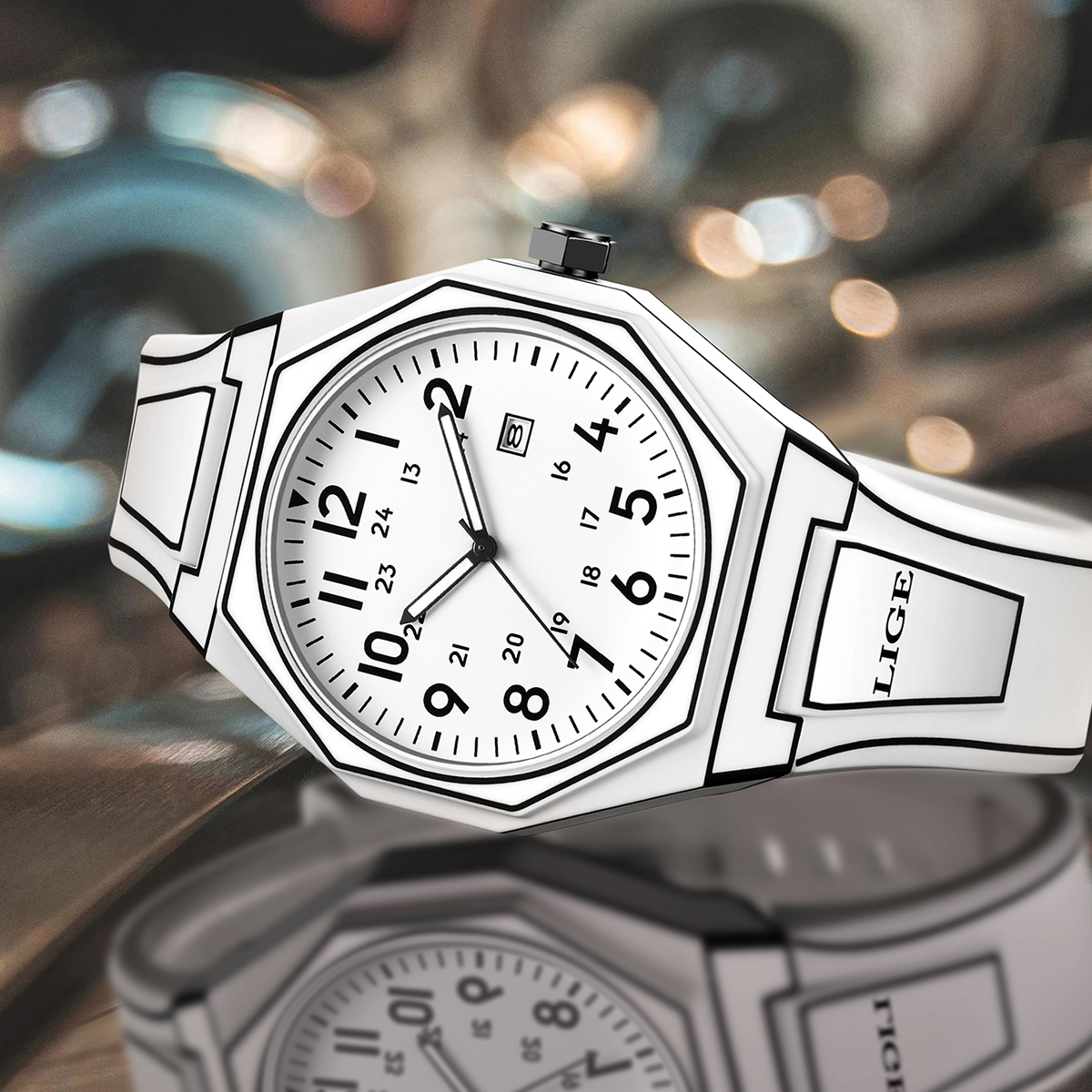 LIGE men's quartz watch simple fashion brand watch teenager's preferred watch silicone strap student exquisite watch holiday gift Waterproof